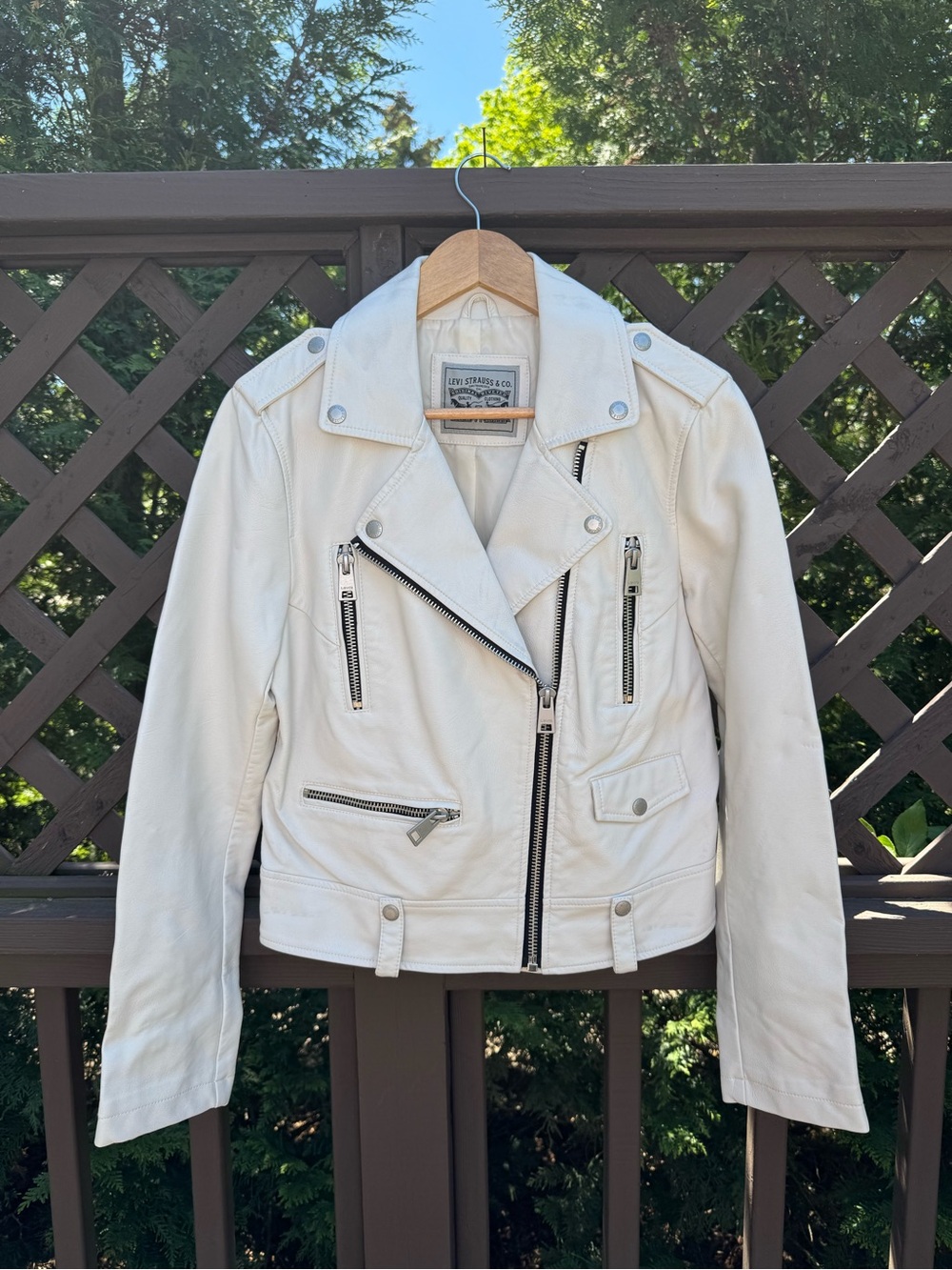 Levi's White Leather Moto Jacket